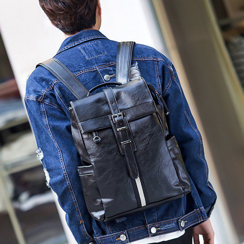 Korean version Double shoulder bag Male genuine leather Small Shoulder Bag Men's Bag Japan Business Fashion Casual School Bag Bull Leather Travel Bag Men