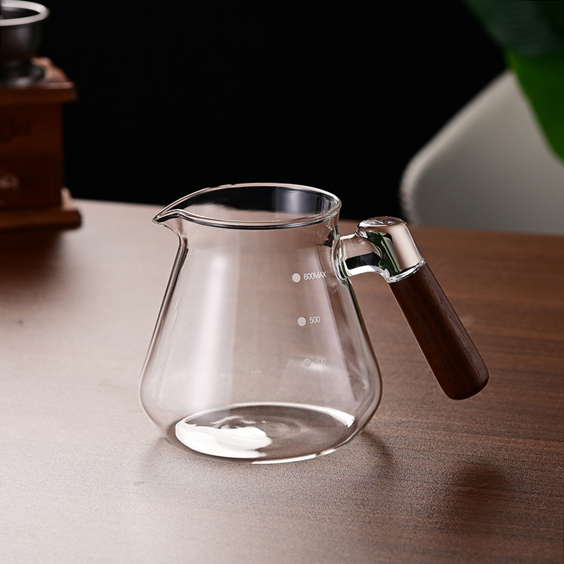 High-Temperature Resistant Glass Coffee Pot, Hand-Brewed Sharing Pot, Glassware, Household Transparent Filter Cup with Scale, Fair Cup