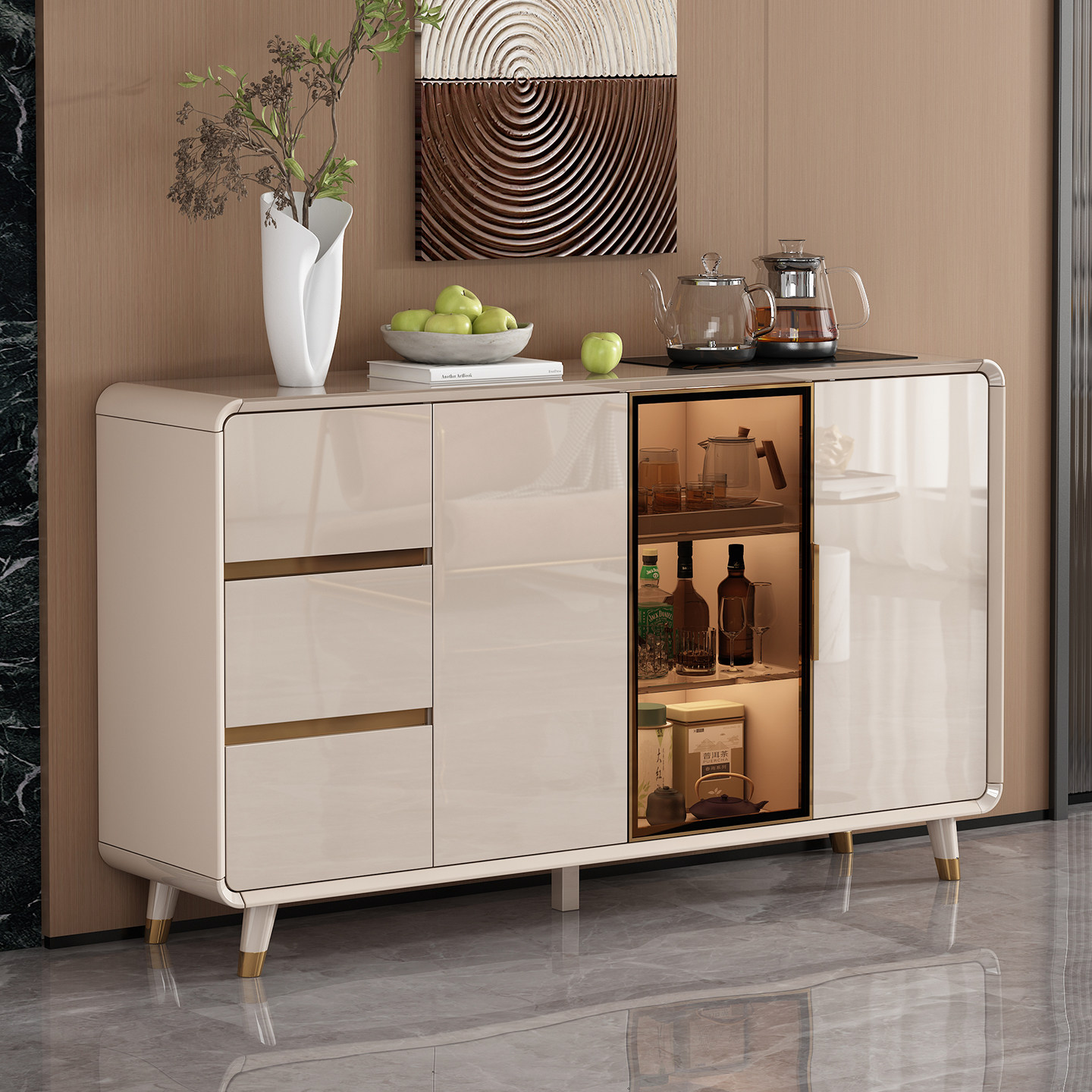 Шкаф для чайного бара all-in-one machine sideboard шкаф для хранения 2026 новый легкий роскошный современный высококачественный умный чайный шкаф tea cabinet