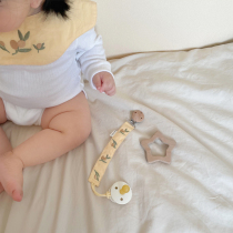 puremama baby pacifier teether anti-drop chain anti-drop clip baby anti-lost pacifier chain cotton embroidery ins