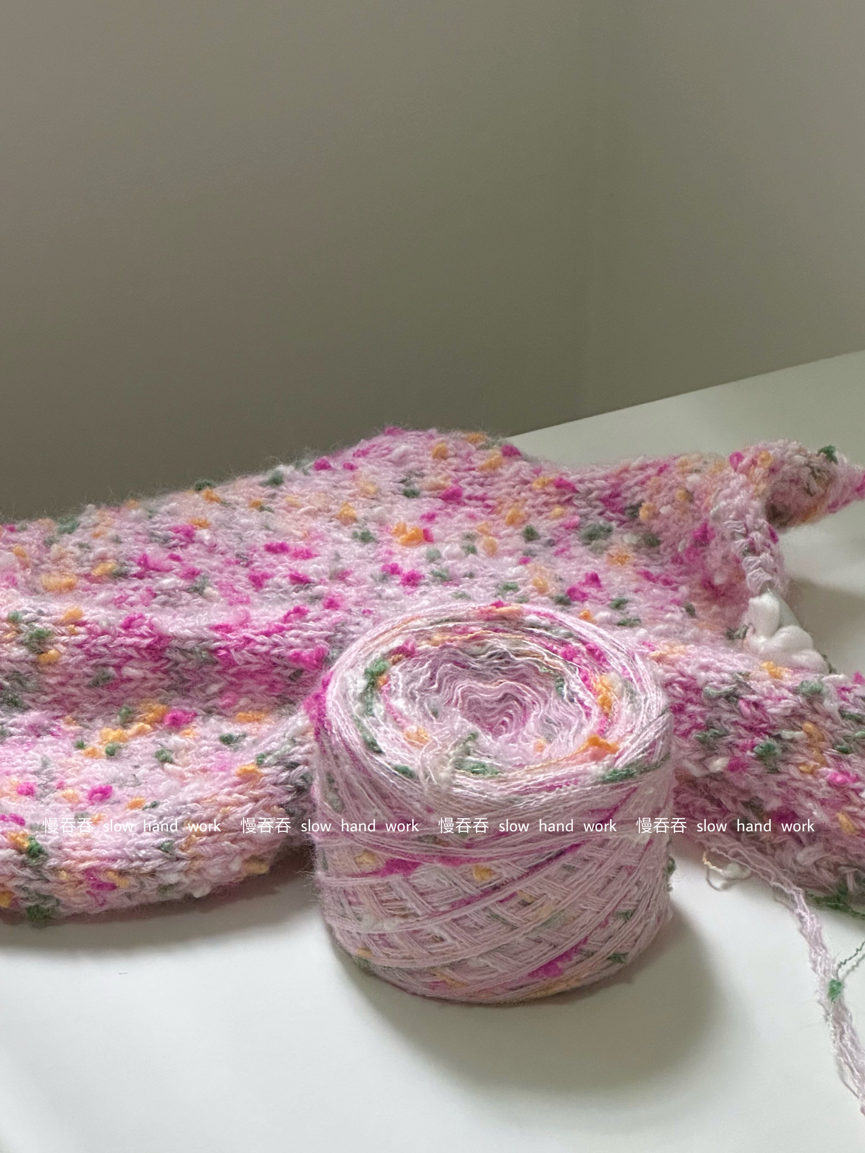 Пряжа 慢吞吞slow hand work｜手混线系列粉色系手工背心毛衣围巾包线材