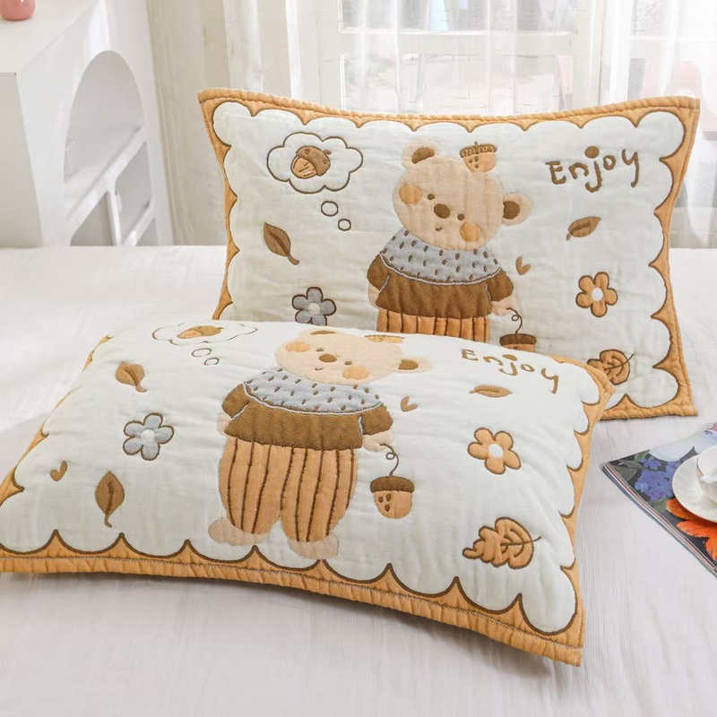New Cloud Puff Pure Cotton Pillow Covers, a Pair, Extra Large and Thick, High-Grade Cotton Gauze Pillow Covers, Soft and Sweat-Absorbent