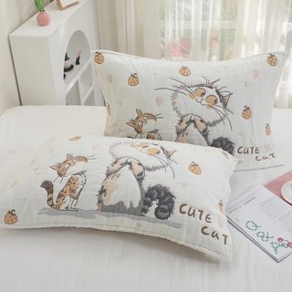 云朵泡芙纯棉纱布一对枕巾高档柔软透气学生情侣加厚全棉枕头盖巾