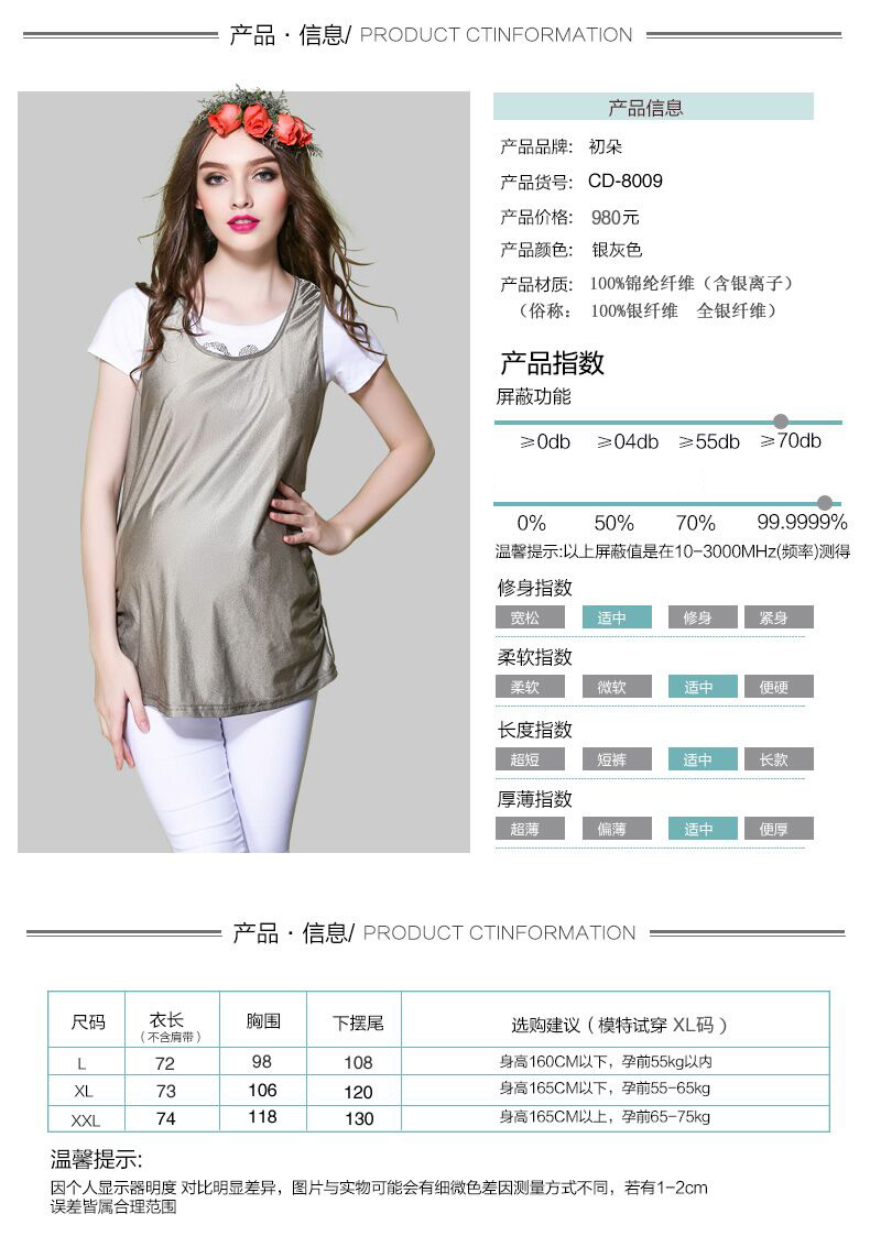Áo bà bầu cỡ lớn chống thấm đích thực mùa hè bà bầu mặc quần áo bảo hộ mặc bằng sợi bạc tạp dề chống chụp quần áo vest váy cho bà bầu chính hãng