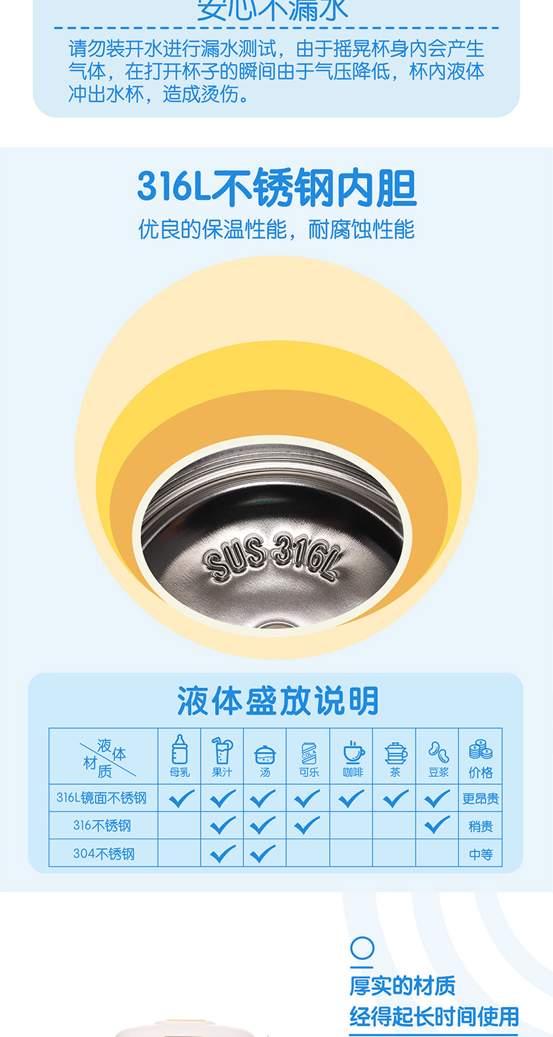 小黄鸭联名款 智能数显儿童保温杯 316不锈钢双盖 图5