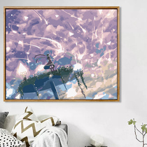 diy digital oil painting by hand filling oil color painting living-room scenery decoration painting decompression coating color hanging painting starry sky series