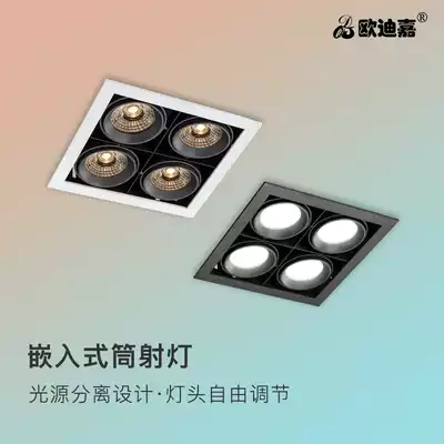 Household spotlights Embedded led ceiling downlights without main shops Square four-head bold lights Living room dining room highlight
