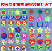 Primary school students classroom decoration Class culture wall slogan stickers Campus civilization construction Learning garden information bar layout