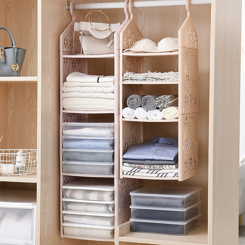 Japan MUJIΕ wardrobe storage rack layered rack hanging wardrobe built-in rack clothes organizer