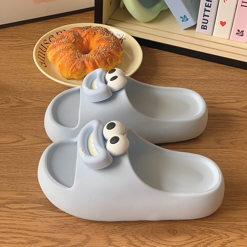 Cartoon Fun Sausage Mouth 5cm Thick-Soled Slippers for Women, Summer Outdoor Wear, Soft-Soled Home Non-Slip Indoor Slippers, Swing