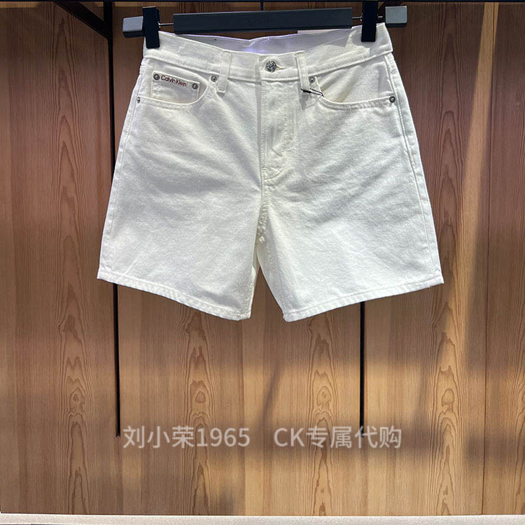 Ck Jeans Domestic Early Autumn 2025 Women's Trendy Retro Pure Cotton Straight White Denim Hot Shorts 47B976G