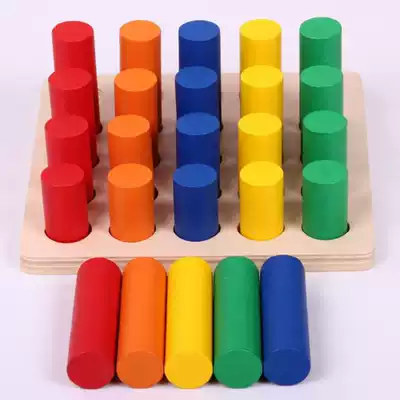 Wooden children's Monk Enlightenment early education puzzle cylinder ladder sensory teaching aids round building blocks