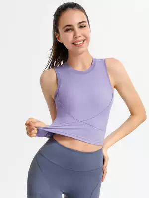 Professional running yoga suit vest shorts set women's belt chest pad summer thin training fitness vest top