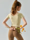 2024 New Pilates Yoga Clothing Set for Women, Sports Fitness Top, Short-Sleeved with Chest Pad, Integrated Bra-Free Design