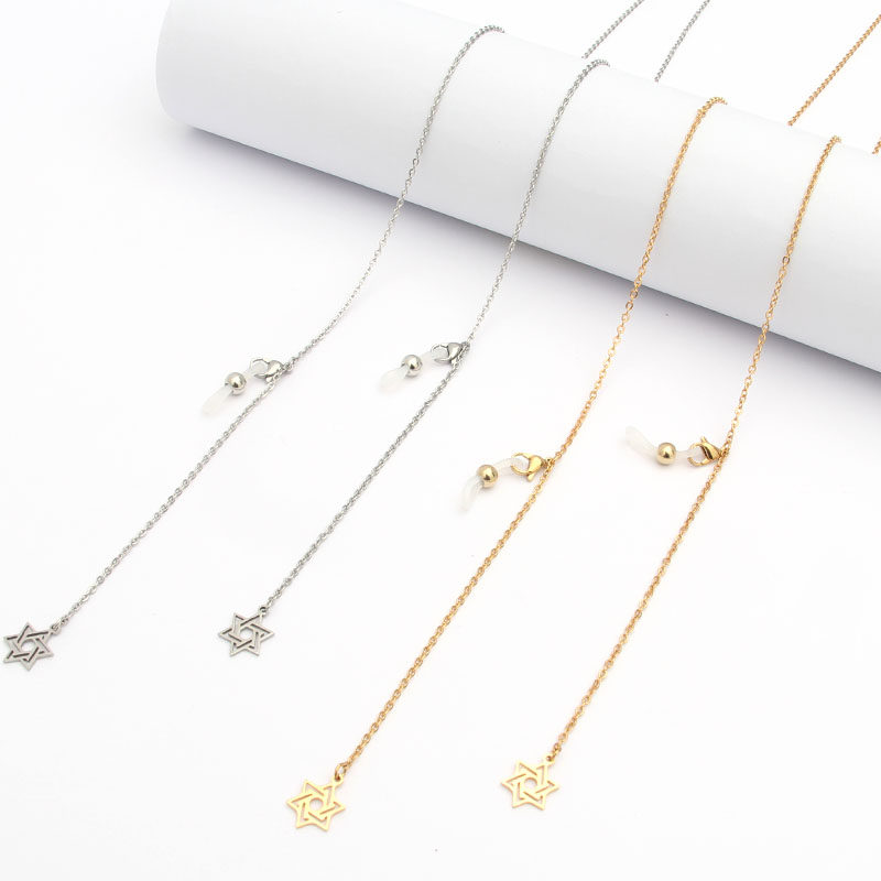 Six-manifesto stainless steel without color mask chain titanium steel glasses chain female neck anti-slip headphone chain hanging chain
