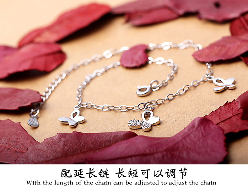Shangfu S925 bạc vòng chân nữ dây chuyền bạc Nhật Bản và Hàn Quốc tươi thời trang khí chất bướm trang sức mắt cá chân quà tặng sinh nhật vòng đeo chân