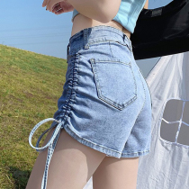 Jean Shorts Woman 2022 New Summer Thin High Street Tide in Design Sense Slim High Waist Pants