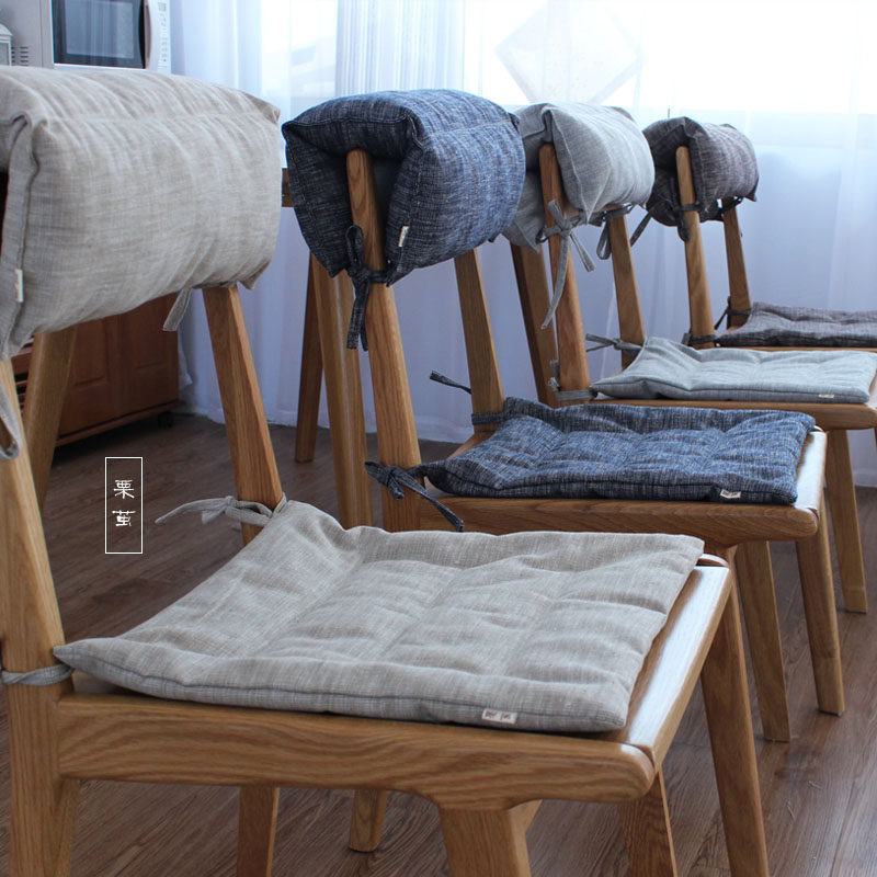 Chestnut cocoon Japanese pastoral cotton linen winter cushion thin thick dining chair comfortable multi-color fabric tatami chair cushion