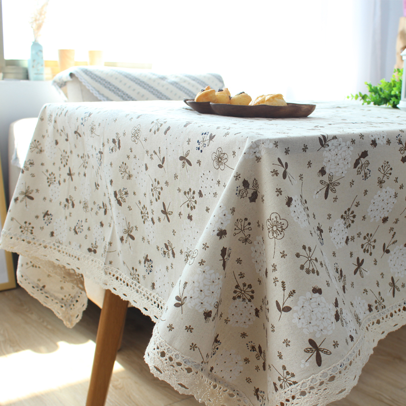 Cotton linen tablecloth fabric linen style table tablecloth garden flower hipster rectangular tea table cover cloth square towel