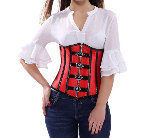 Mặc một chiếc áo nịt ngực màu đen của tòa án corset eo bụng cơ thể cơ thể bảo vệ dạ dày sm thống nhất quần lót lưng cao cao cấp
