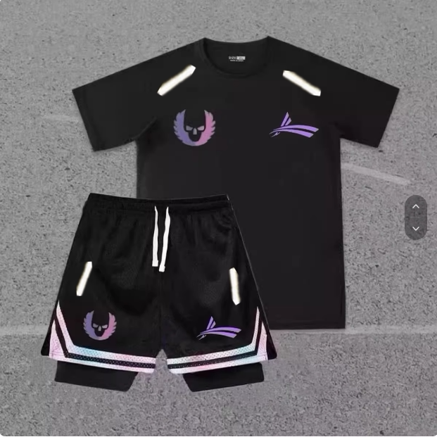 Volan Sports Training Set Running Lining Shorts Track and Field Quick-Drying Reflective Oregon Sports Short Sleeves Volan Sports Training Set Running Lining Shorts Track and Field Quick-Drying Reflective Oregon Sports Short Sleeves