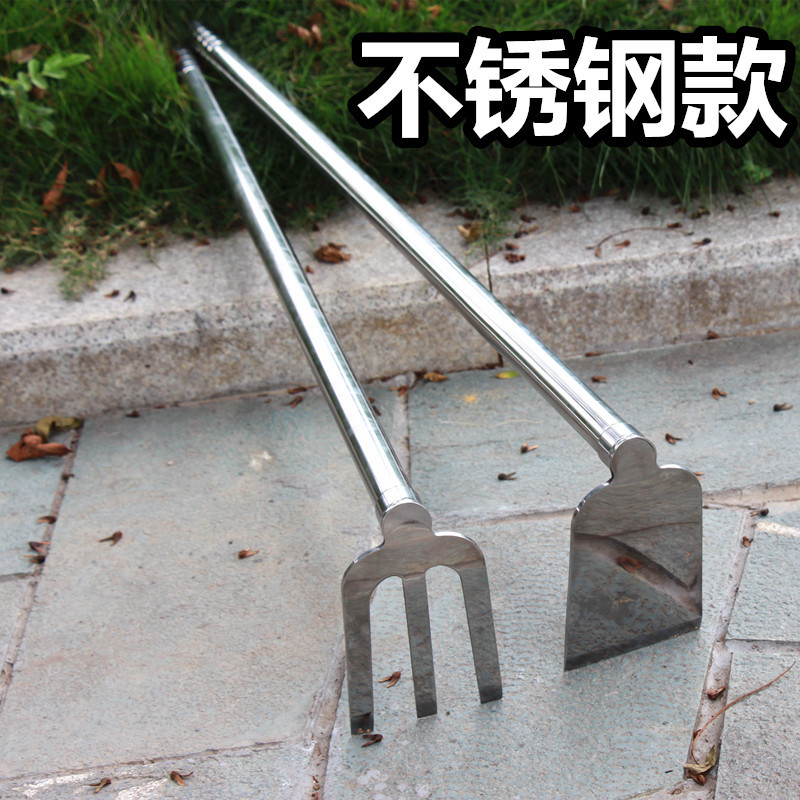 Stainless steel hoe-head agricultural type vegetable hoe Three teeth rake open Mountain hoe grass long handle seed Vegetable Farming Furniture Outdoor Uphill Hoe