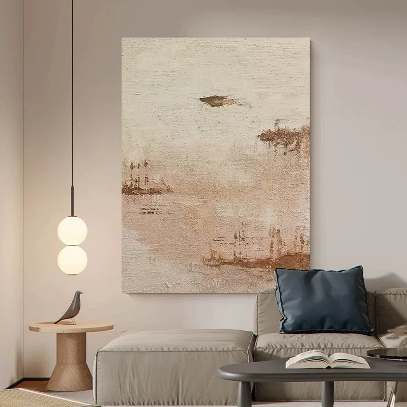 Pure Hand-Painted Oil Painting B&B Designer Wabi-Sabi Style Red Abstract Modern Normcore Living Room Decoration Stereo Texture Painting
