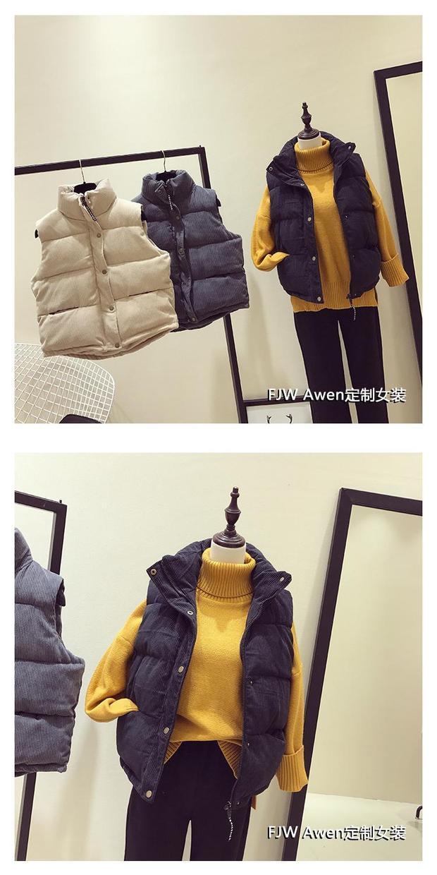 Mùa thu và mùa đông áo khoác dày học sinh cotton bánh mì ngắn vest nhung kẻ sọc áo len hai mảnh nữ áo khoác chống nắng nữ
