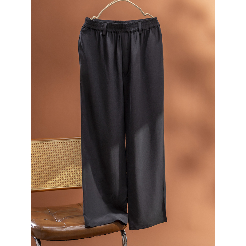 2025 New Crepe De Chine Men's Summer Silk Straight-Leg Pants Elastic Waist Mulberry Silk Double Pocket Plaid Breathable Suit Pants 2025 New Crepe De Chine Men's Summer Silk Straight-Leg Pants Elastic Waist Mulberry Silk Double Pocket Plaid Breathable Suit Pants