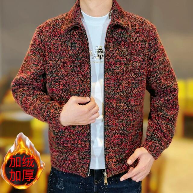 Winter New Style Lapel Chanel-Style Fleece-Lined Thickened Jacket for Young Men, Trendy and Warm Outerwear