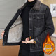 Autumn and winter lapel short retro velvet thickened denim jacket for young men slim and handsome personality warm jacket
