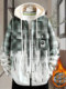 2025 Winter Plaid Print Hooded Fleece-Lined Denim Jacket for Men, Teenagers, and Middle School Students, Casual and Stylish Coat