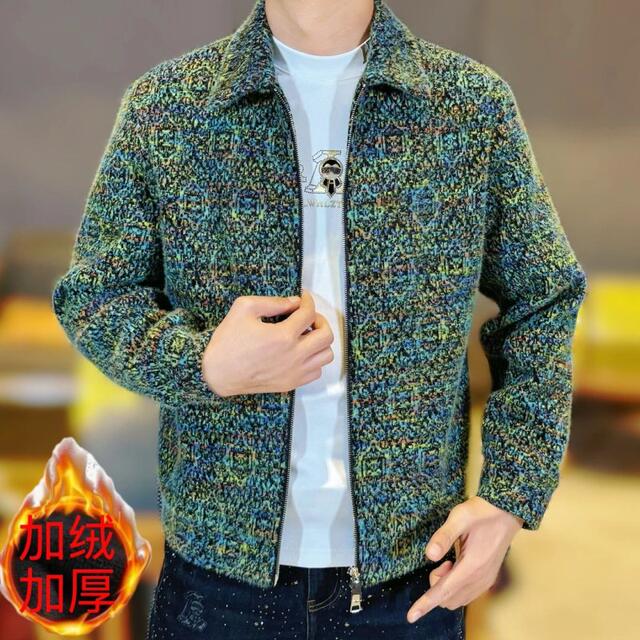 Winter New Style Lapel Chanel-Style Fleece-Lined Thickened Jacket for Young Men, Trendy and Warm Outerwear