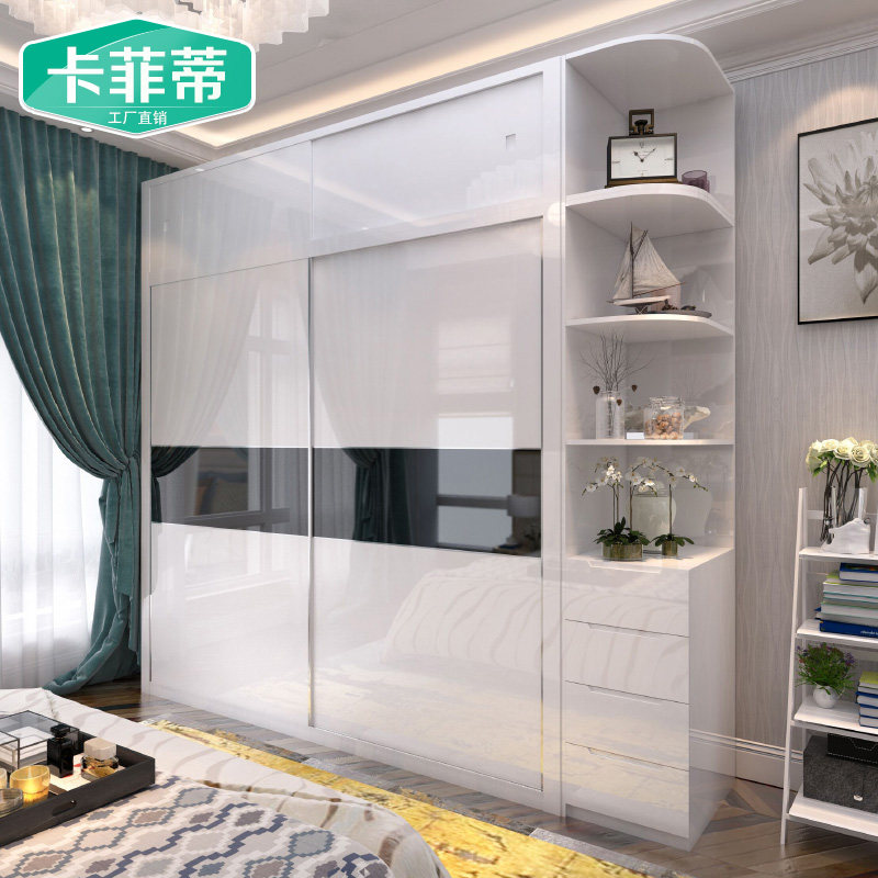 Fashion Baked Lacquer Mobile Door Wardrobe Minima Modern Bedroom Integral Moving Doors Large Closet Ramen Wardrobe Combinations
