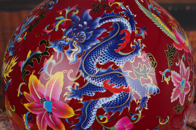 Modern Chinese jingdezhen ceramics mei red in extremely good fortune of large vases, fashionable new homes home furnishing articles