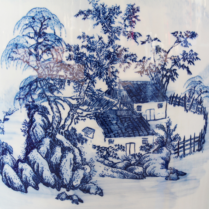 Jingdezhen ceramics hand - made modern blue and white landscape of large vase sitting room hall decoration decorative furnishing articles
