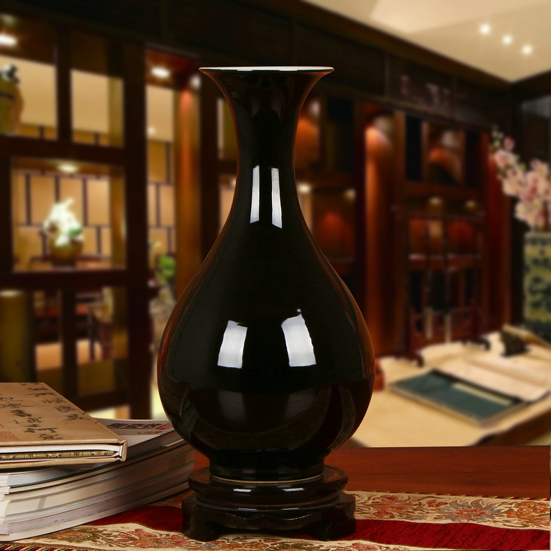 Color black sharply jingdezhen ceramics glaze vase contracted and I household decoration decoration decorative furnishing articles