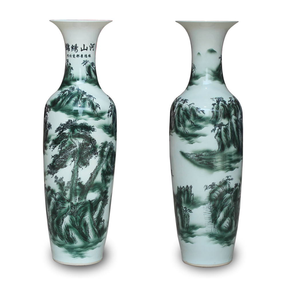 Jingdezhen ceramics ink color landscape jin rust was large vase Chinese sitting room adornment is placed