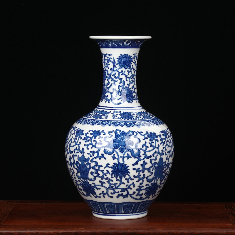 Antique blue and white porcelain in jingdezhen ceramics vase household adornment of I sitting room process fashion furnishing articles