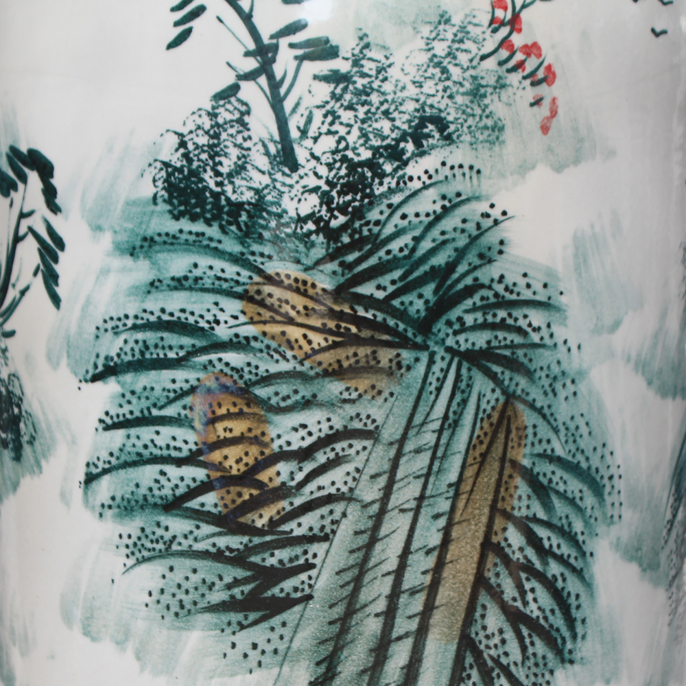 Jingdezhen ceramics hand draw freehand brushwork color ink landscape of large vases, hotel lobby decoration decoration furnishing articles