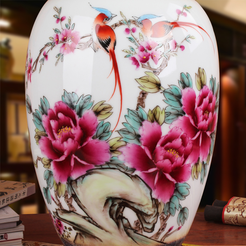 Famous jingdezhen ceramics vase Xia Guoan works upscale color glaze pay-per-tweet peony flower east gourd bottle