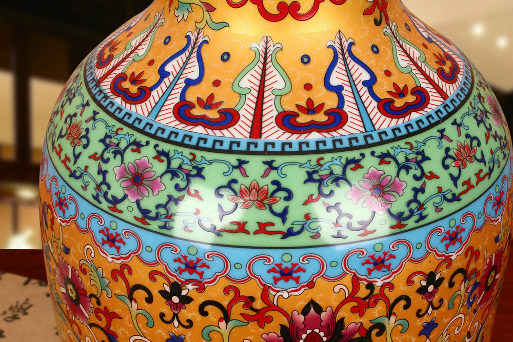 Antique Chinese jingdezhen ceramics enamel Mosaic gold live vases bottles of fashion home decoration crafts