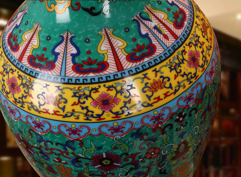 Modern Chinese jingdezhen ceramics enamel see colour green live vase sitting room study bedroom home furnishing articles