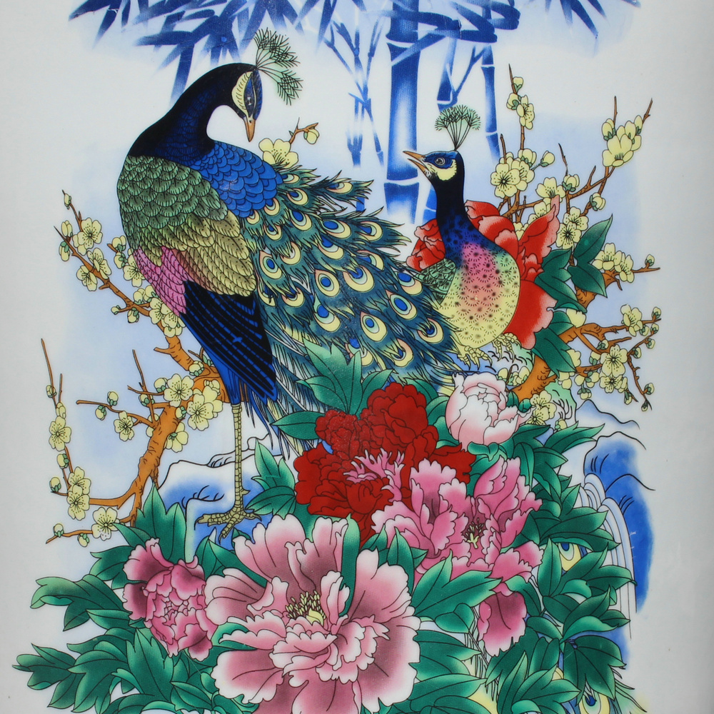 Jingdezhen ceramics powder enamel riches and honor peony flowers and birds landing big vase decorated sitting room adornment is placed in the Ming and the qing dynasties
