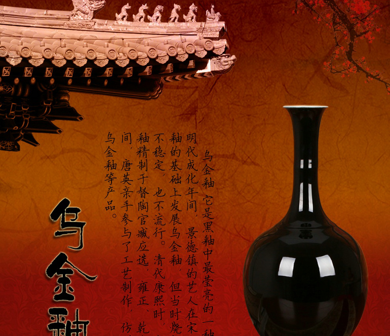 Color black sharply jingdezhen ceramics glaze vase contracted and I household decoration decoration decorative furnishing articles