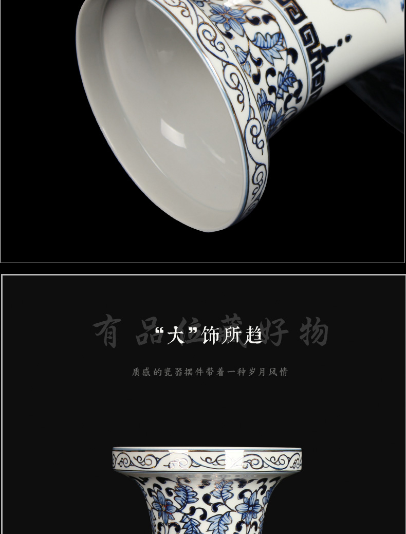 Hand made blue and white paint landscape of jingdezhen ceramics vase was a large collection of Chinese style household handicraft furnishing articles