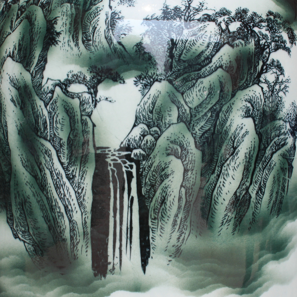 Jingdezhen ceramics ink color landscape jin rust was large vase Chinese sitting room adornment is placed