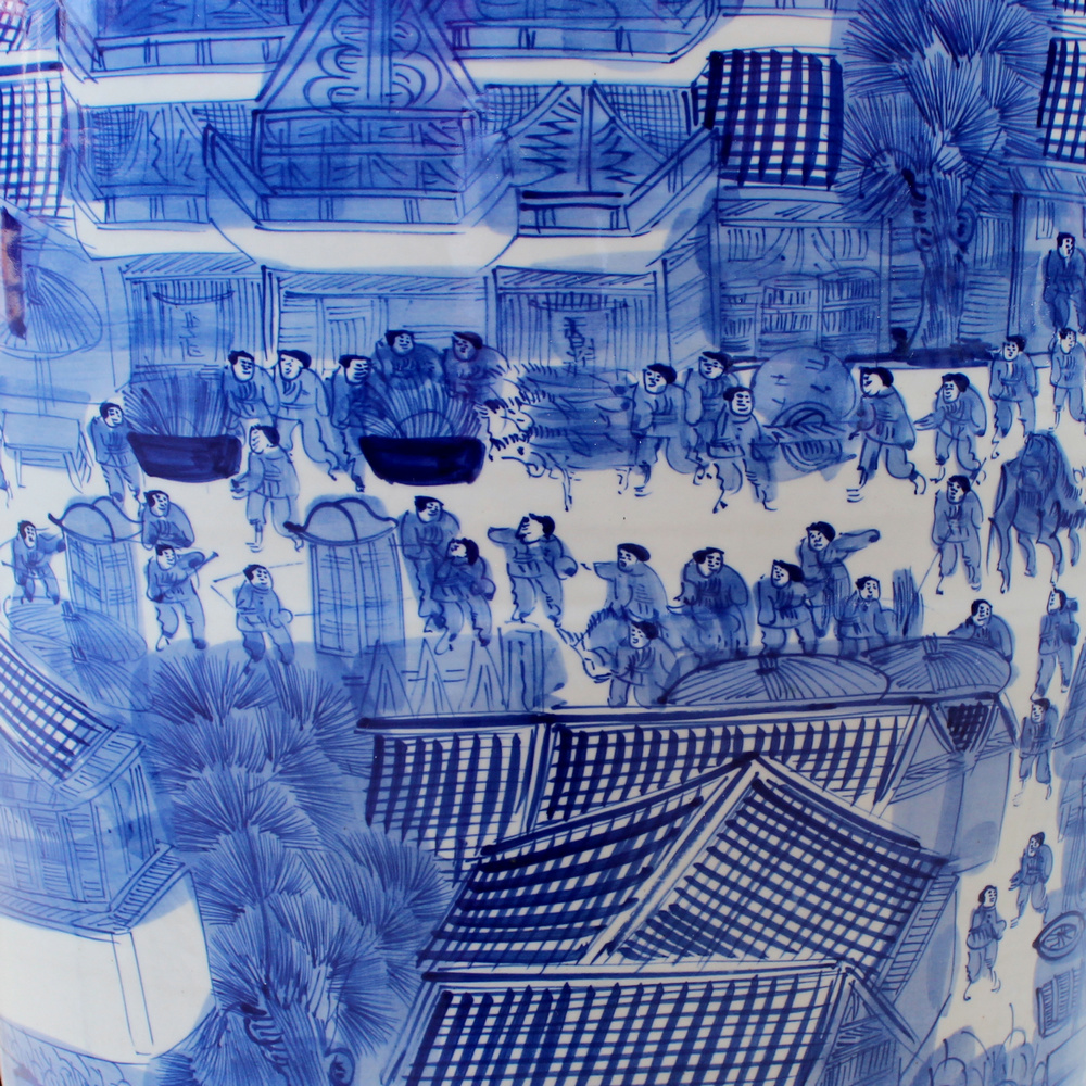 Jingdezhen ceramics hand - made ching Ming blue and white porcelain painting kk hotel lobby sitting room adornment is placed
