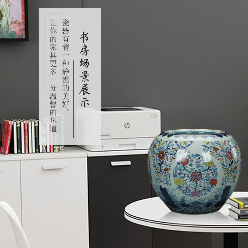 Jingdezhen high - end antique hand - made ceramics bucket colors apple pot vase collection decoration handicraft furnishing articles