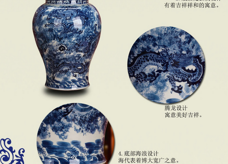 High - grade hand - made Kowloon, blue and white porcelain in jingdezhen ceramics day be born tank general in the Ming and the qing dynasties classical furnishing articles